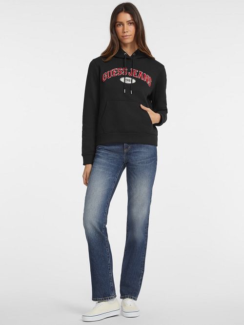 Guess Chenille Logo Patch Hoodie Negrii | GUESS-SN27650