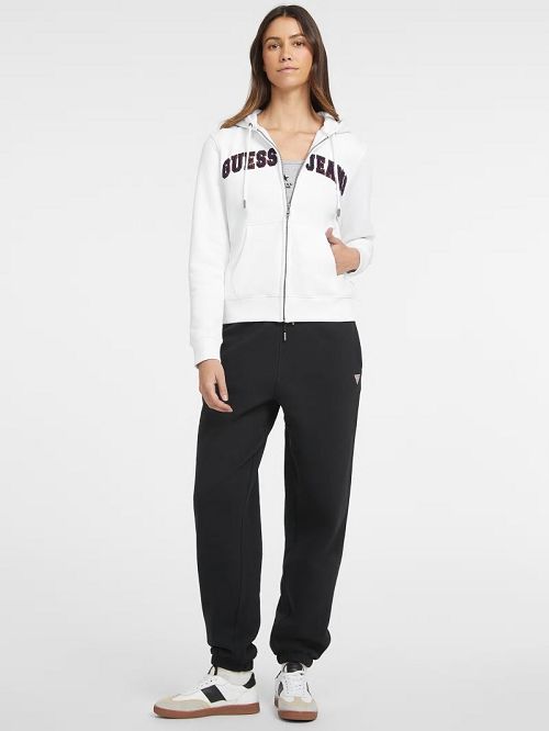 Guess Chenille Logo Patch Zip-Up Sweatshirt Albi | GUESS-SN27927