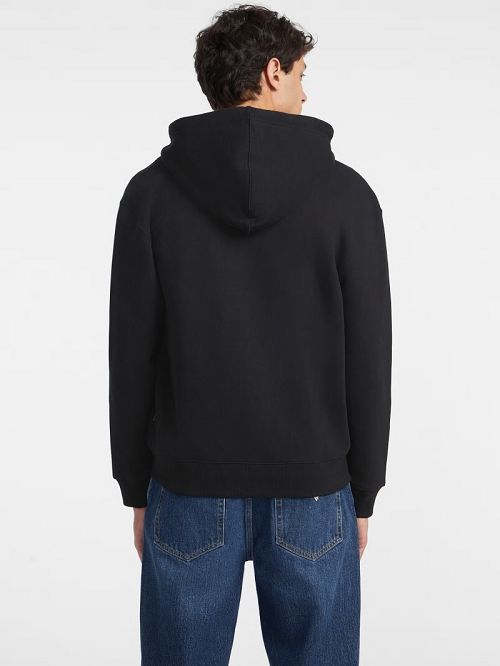 Guess Chenille Patch Zip-Up Hoodie Negrii | GUESS-SN30956