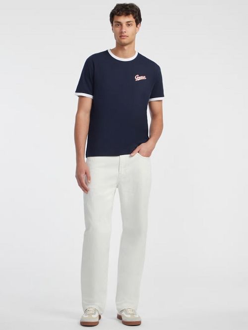 Guess Chest Script Logo Tee Albastri | GUESS-SN30509