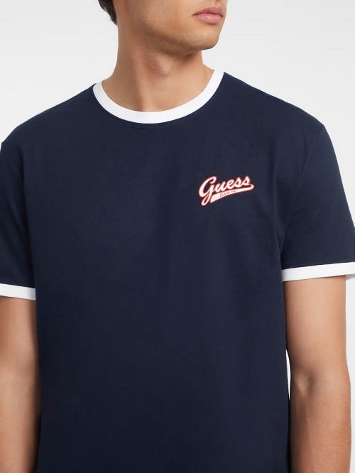 Guess Chest Script Logo Tee Albastri | GUESS-SN30509
