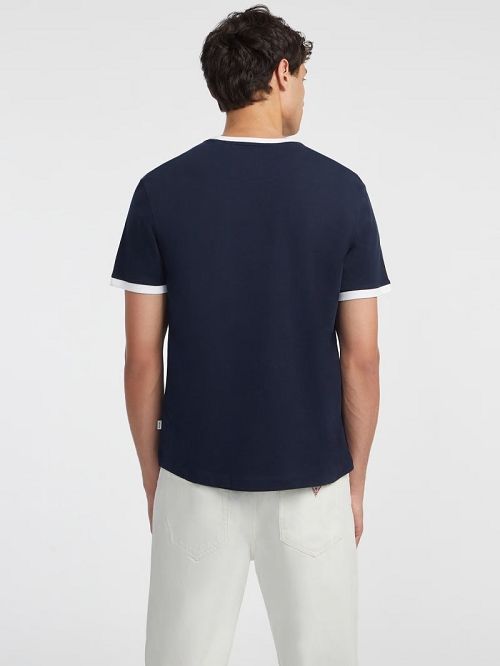 Guess Chest Script Logo Tee Albastri | GUESS-SN30509