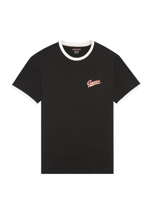 Guess Chest Script Logo Tee Negrii | GUESS-SN30584