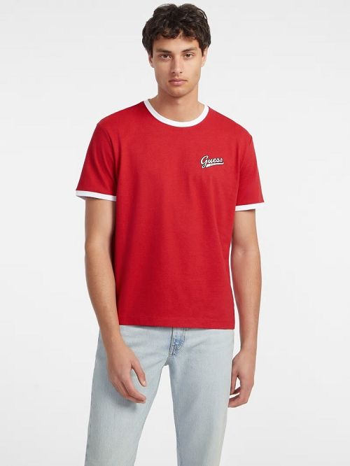 Guess Chest Script Logo Tee Rosii | GUESS-SN30650