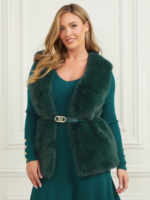 Guess Chloe Faux-Fur Vest Verzi | GUESS-SN27949