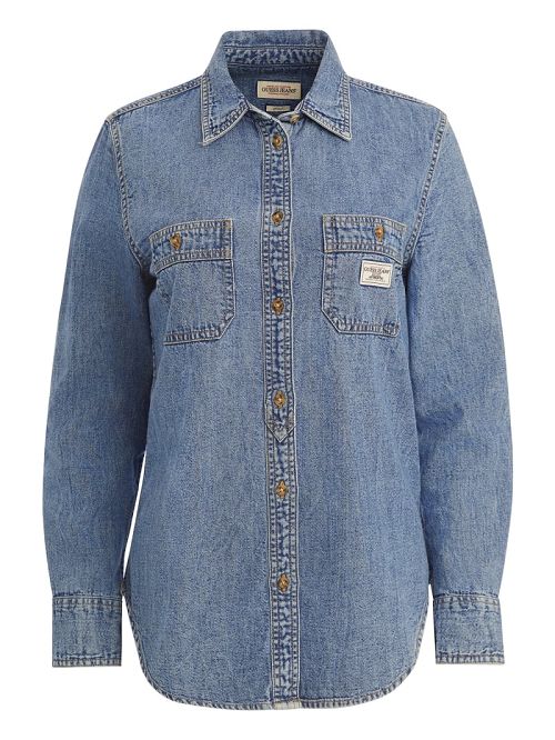 Guess Classic Long-Sleeve Denim Shirt Albastri | GUESS-SN26656