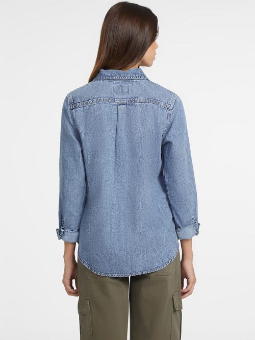 Guess Classic Long-Sleeve Denim Shirt Albastri | GUESS-SN26656
