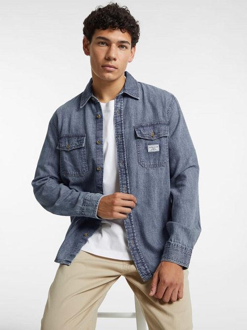 Guess Classic Long-Sleeve Denim Shirt Albastri | GUESS-SN31109
