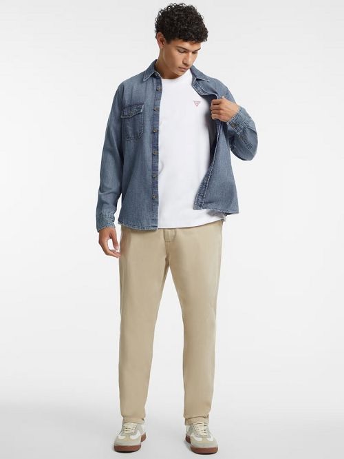 Guess Classic Long-Sleeve Denim Shirt Albastri | GUESS-SN31109