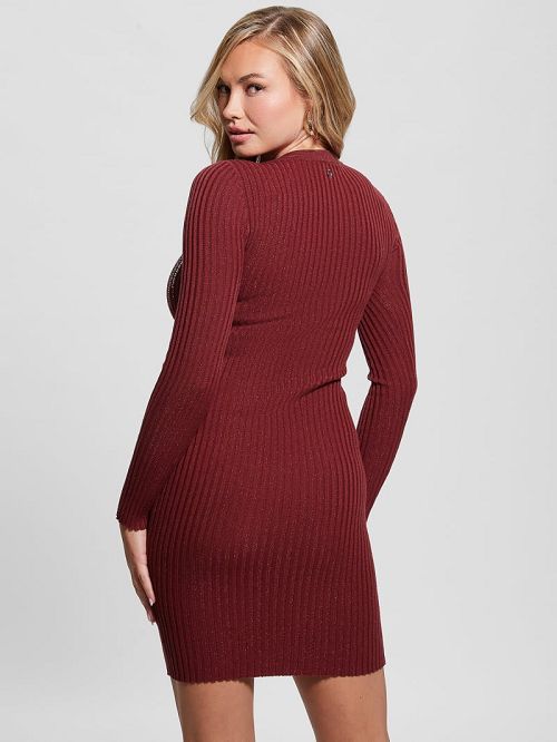 Guess Claudine Shimmer Sweater Dress Rosii | GUESS-SN26913