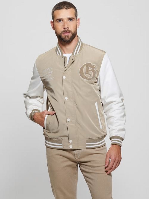 Guess Color-Block Varsity Jacket Bej | GUESS-SN30884