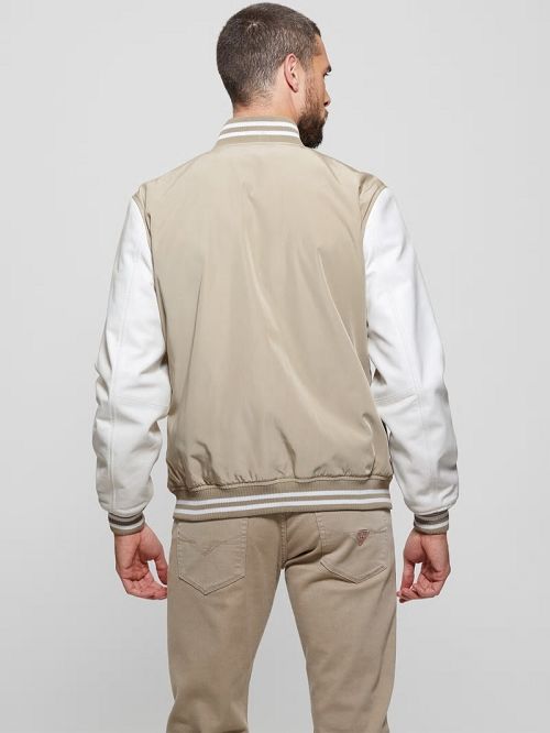 Guess Color-Block Varsity Jacket Bej | GUESS-SN30884