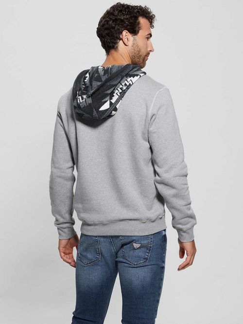 Guess Contrast Hoodie Sweatshirt Gri | GUESS-SN31051
