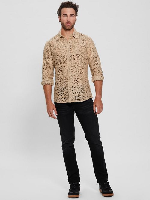 Guess Craft Crochet Shirt Bej | GUESS-SN31264