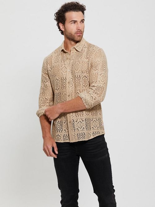 Guess Craft Crochet Shirt Bej | GUESS-SN31264