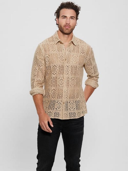 Guess Craft Crochet Shirt Bej | GUESS-SN31264