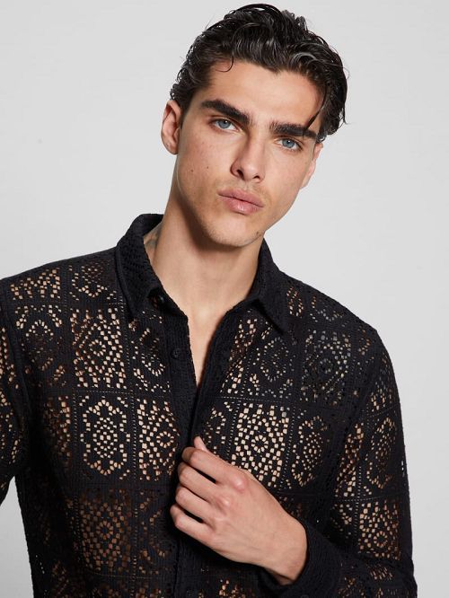 Guess Craft Crochet Shirt Negrii | GUESS-SN31263