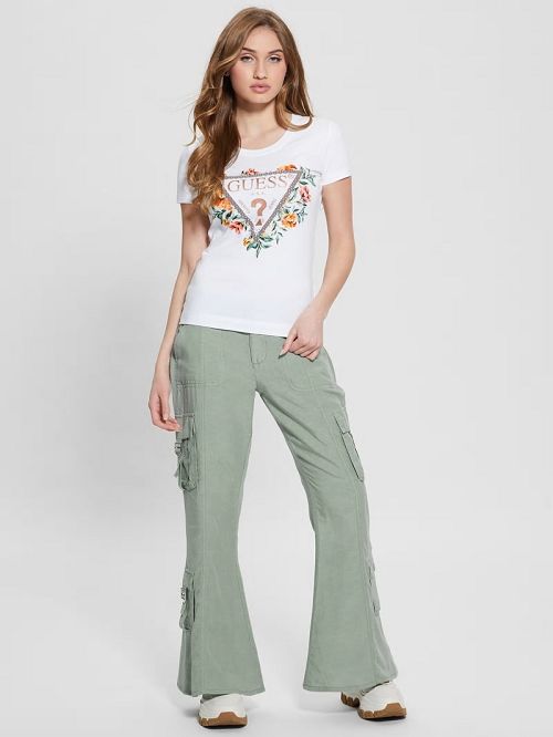 Guess Crewneck Flowers Icon Tee Albi | GUESS-SN27064