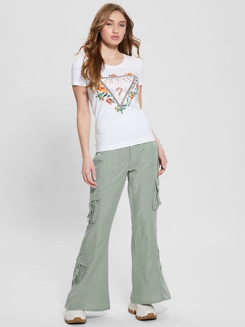 Guess Crewneck Flowers Icon Tee Albi | GUESS-SN27064