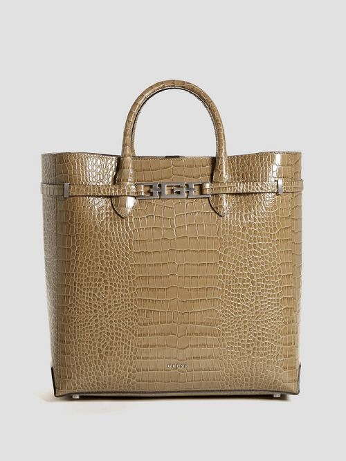 Guess Cristina Croc Leather Tote Aurii | GUESS-SN29364