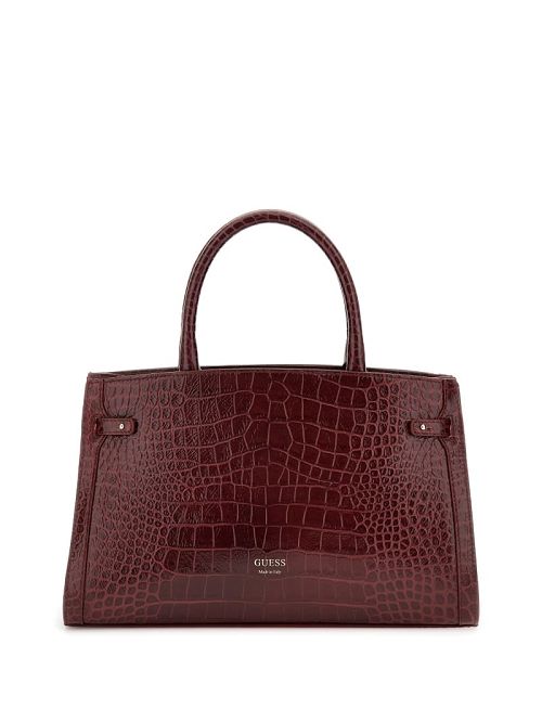 Guess Cristina Croc Medium Satchel Rosii | GUESS-SN29303
