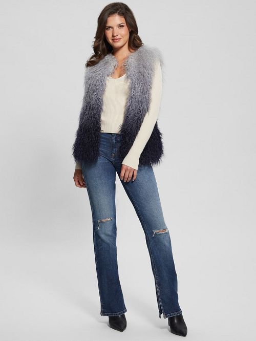 Guess Cristina Faux-Fur Ombré Vest Gri | GUESS-SN27969