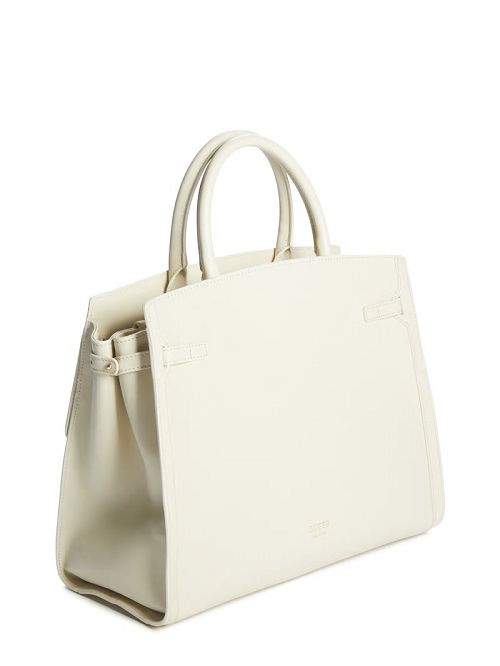Guess Cristina Leather Medium Satchel Bej | GUESS-SN29277