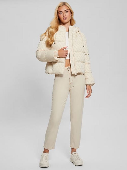 Guess Daisy Quattro G Puffer Jacket Bej | GUESS-SN28034