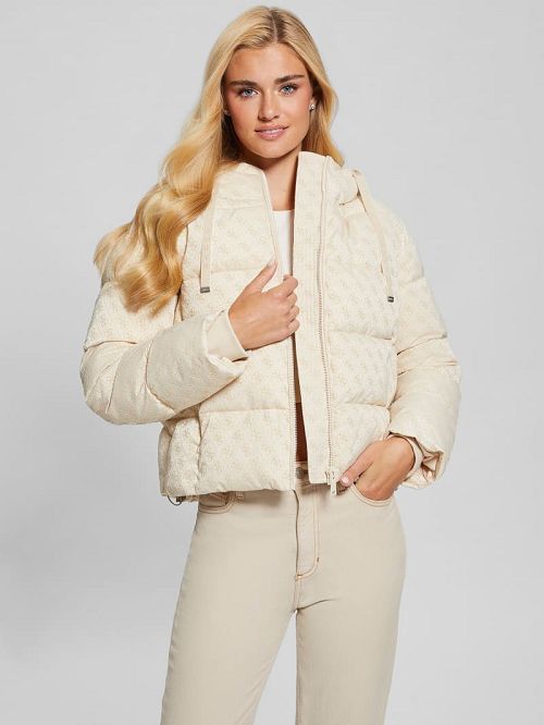 Guess Daisy Quattro G Puffer Jacket Bej | GUESS-SN28034