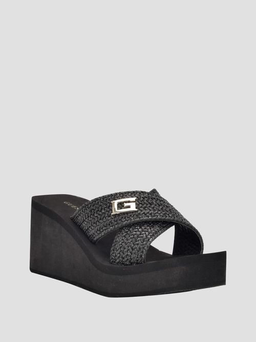 Guess Danvi Braided Wedge Sandals Negrii | GUESS-SN29604