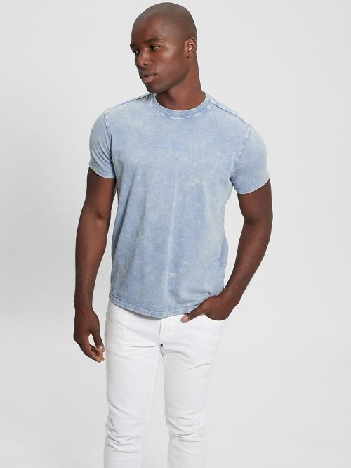 Guess David Acid Wash Tee Albastri | GUESS-SN30519
