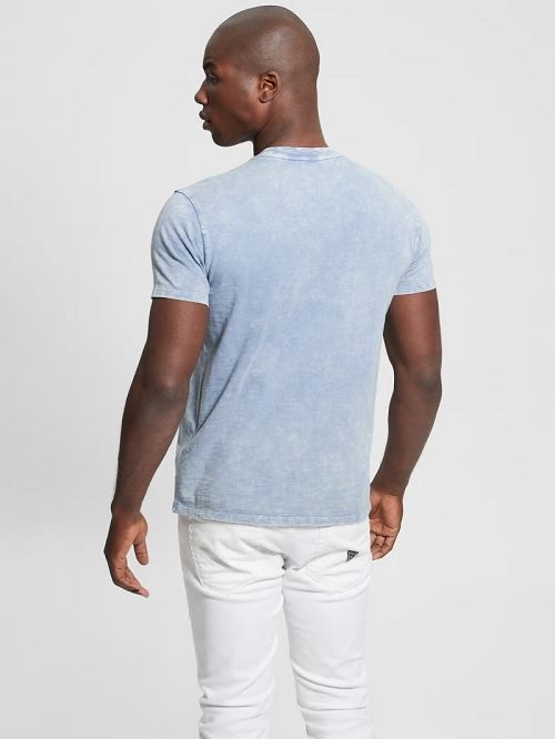 Guess David Acid Wash Tee Albastri | GUESS-SN30519