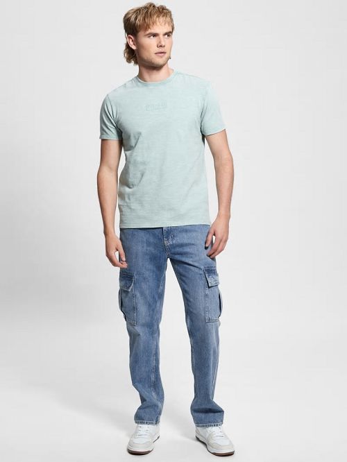 Guess David Acid Wash Tee Albastri | GUESS-SN30520