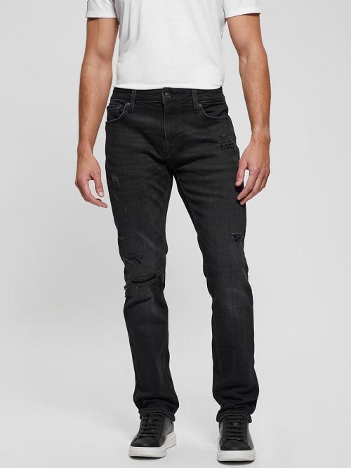 Guess Davis Distressed Straight Jeans Negrii | GUESS-SN30447