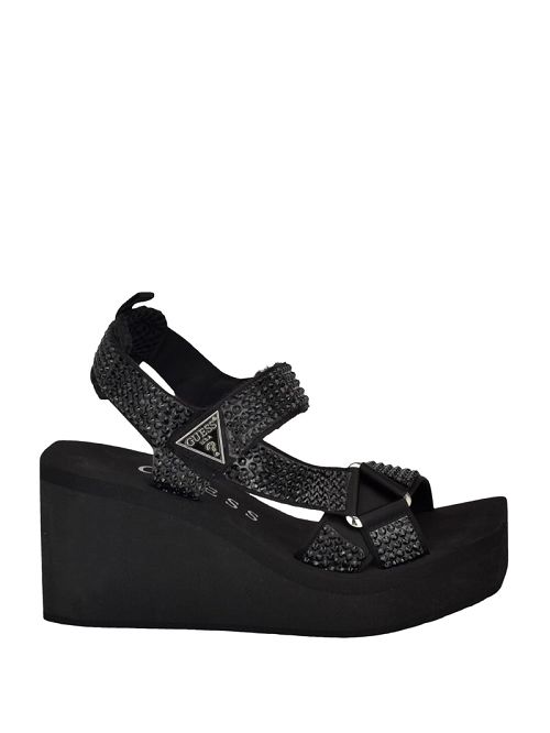 Guess Dawsin Rhinestone Wedges Negrii | GUESS-SN29639