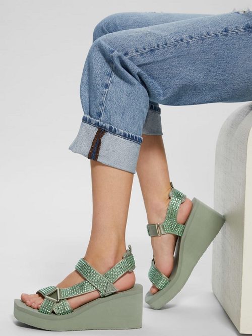 Guess Dawsin Rhinestone Wedges Verzi | GUESS-SN29675