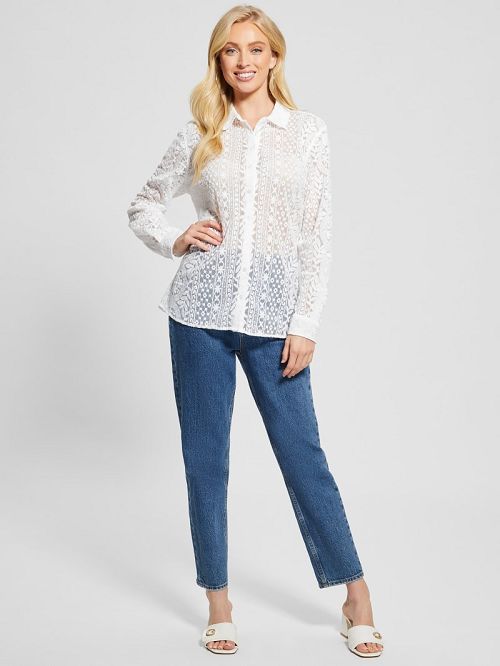 Guess Deloris Embroidered Top Albi | GUESS-SN27385