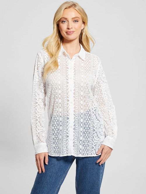 Guess Deloris Embroidered Top Albi | GUESS-SN27385
