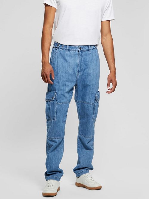 Guess Denim Cargo Pants Albastri | GUESS-SN30416