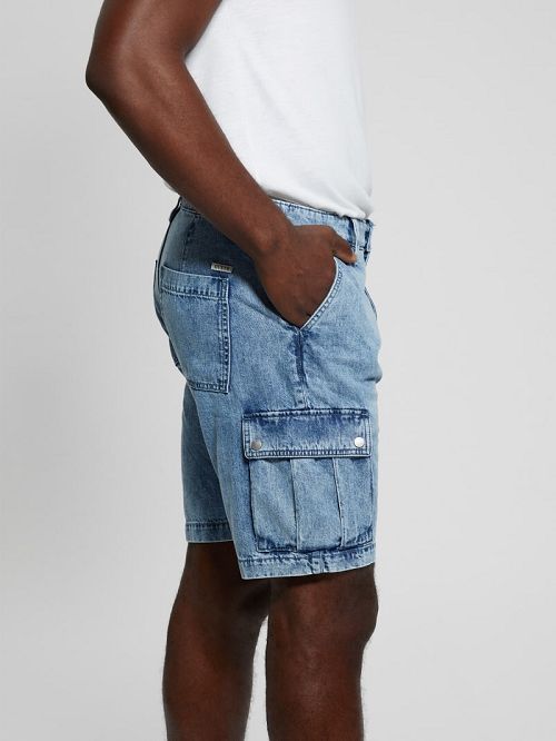 Guess Denim Cargo Shorts Albastri | GUESS-SN30438