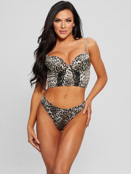 Guess Destiny Padded Bustier Bra Negrii Albi | GUESS-SN27404
