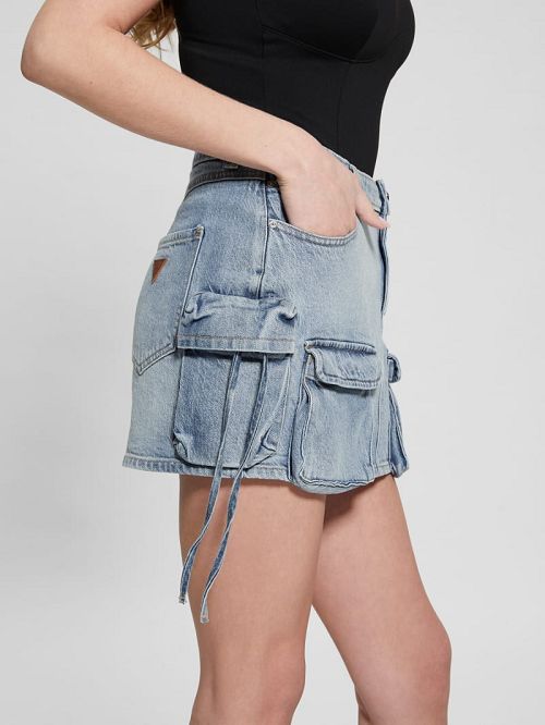 Guess Devon Cargo Mini Skirt Albastri | GUESS-SN26564