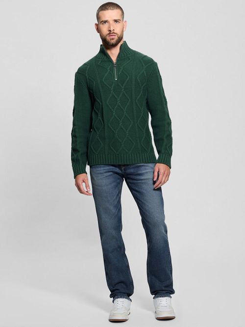Guess Diamond Cable-Knit Half-Zip Sweater Verzi | GUESS-SN30720