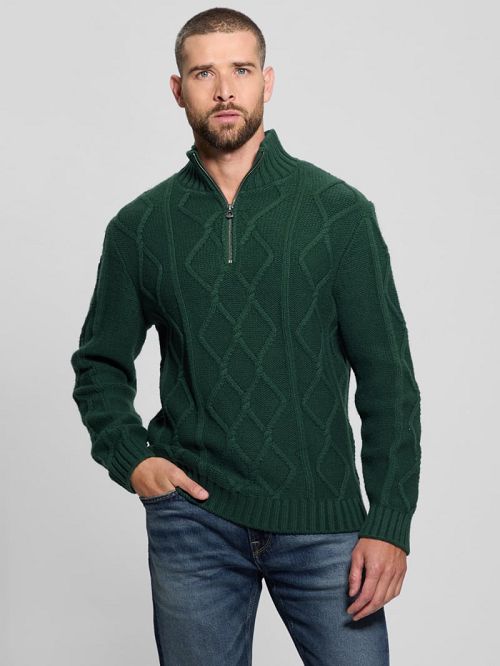 Guess Diamond Cable-Knit Half-Zip Sweater Verzi | GUESS-SN31055