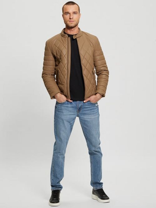 Guess Diamond Quilted Faux-Leather Jacket Maro | GUESS-SN30803
