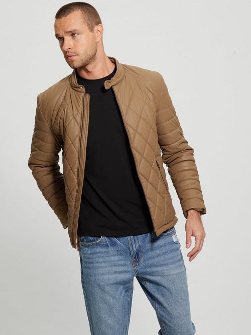 Guess Diamond Quilted Faux-Leather Jacket Maro | GUESS-SN30803