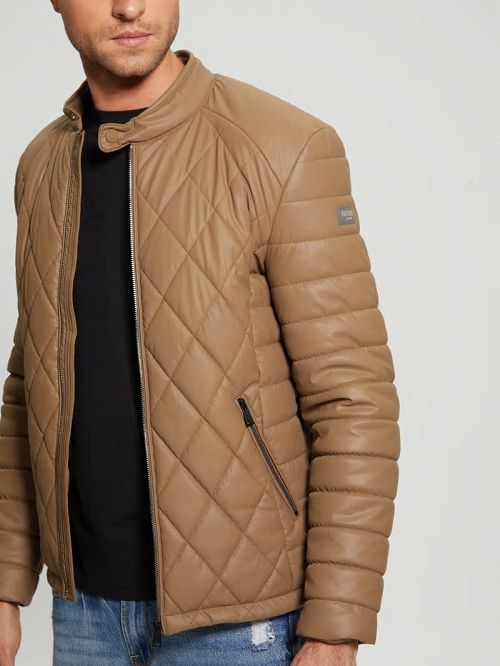 Guess Diamond Quilted Faux-Leather Jacket Maro | GUESS-SN30803