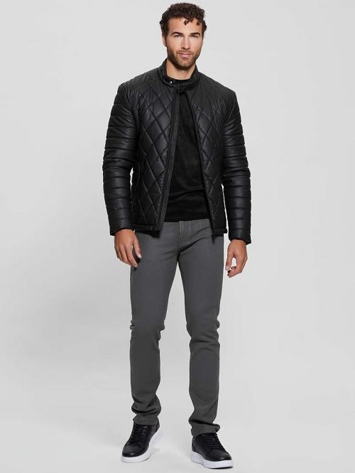 Guess Diamond Quilted Faux-Leather Jacket Negrii | GUESS-SN30875