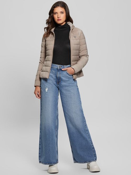 Guess Diann Heavy Hooded Puffer Jacket Bej | GUESS-SN28033
