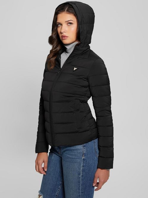 Guess Diann Heavy Hooded Puffer Jacket Negrii | GUESS-SN28027